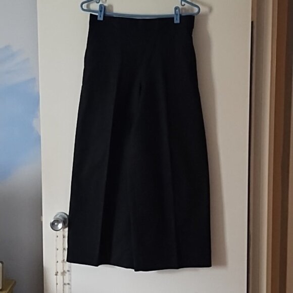 COS Black Stretch Cotton Poplin Wide Leg Pants - Picture 3 of 7